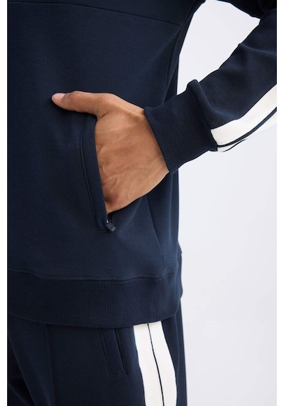 DeFacto Lacivert DeFactoFit Standart Fit Dik Yaka Yarım Fermuarlı Sporcu Sweatshirt D1953AX24AUNV146