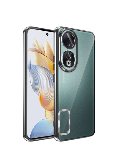Honor 90 Kılıf Kamera Korumalı Logo Gösteren Zore Omega Kapak Siyah