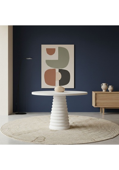 Spirra Yuvarlak Ahşap Yemek Masası 100x100 Beyaz Spirra Yuvarlak Ahşap Yemek Masası 100x100 Beyaz