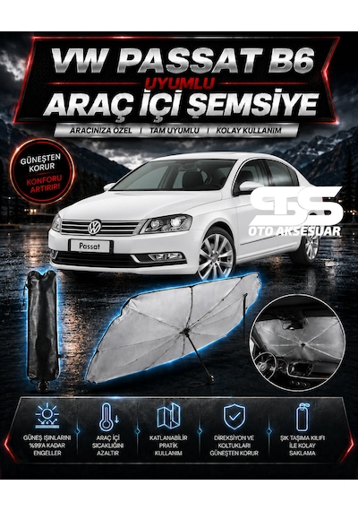 Volksvogen Passat B6 Araç Ön Cam Güneşliği Katlanabilir Şemsiye Oto Güneşlik Uv Korumalı Gölgelik Araba Oto Şemsiyesi