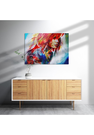 Cakasepetim Kızıl Saçlı Kız Dijital Sanat Ahşap Mdf Tablo