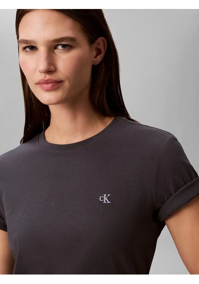 Calvin Klein Ss Monogram Crew Tee, 4xn Gri Kadın T-shirt