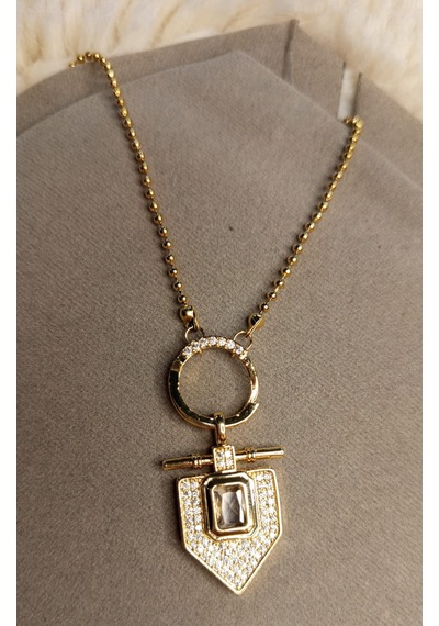 Beren Aksesuar Stainless Steel Serenay Leyla Çelik Kolye Gold