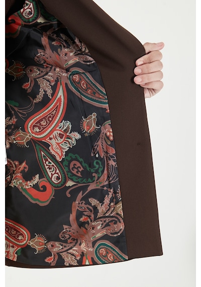 Lela Kruvaze Yaka Desenli Astar Detaylı Blazer Ceket Kadın Ceket 6523001 Kahve