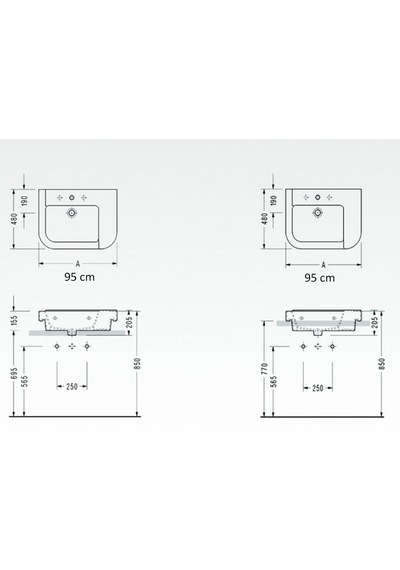 Serel - Verda 95 Cm Lavabo Beyaz - 8934tds110h Diğer