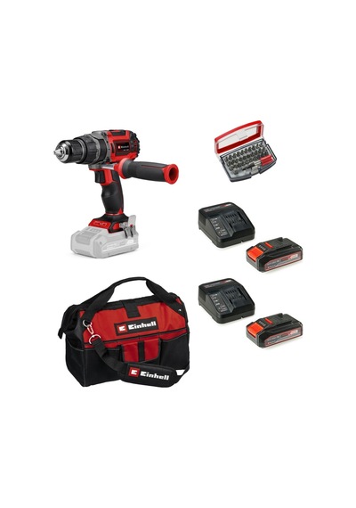 Einhell TP-CD 18/60 Li-ı Bl Solo Darbeli Akülü Vidalama + 2x2.5AH Akü + 32 Parça Bits Uç Seti 45/29 Kumaş Çanta
