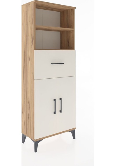 Arges Dolap 3 Raflı Tek Çekmeceli 2 Kapaklı 60x30x163 Çam-aytaşı Çam