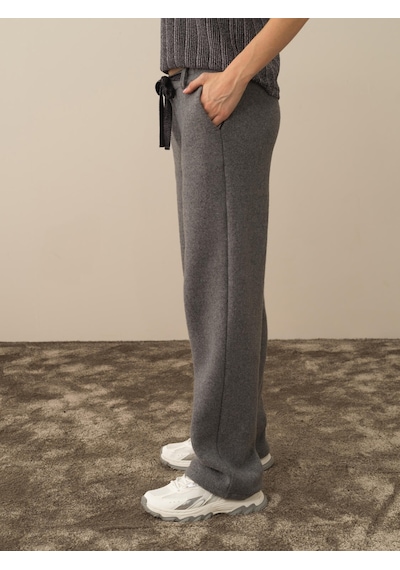 Koyu Gri Pamuk Dokulu Oversize Pantolon 470412