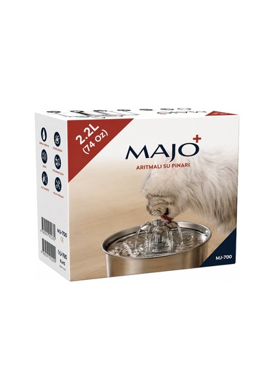 Majo Çelik Su Pınarı 2,2 L Paslanmaz Çelik Otomatik Kedi Ve Küç