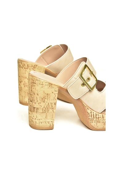 Fox Shoes U996251709 Bej Kalın Topuklu Kadın Ayakkabı Bej