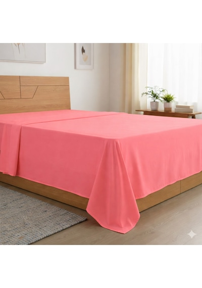 Battal Boy Düz Çarşaf Pamuklu Kumaş Lastiksiz Çarşaf 240x260 Somon
