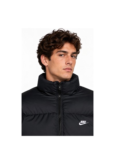 Nike Sportswear Club Primaloft Oversize Mens Hooded Jacket Kapüşonlu Geniş Kalıp Erkek Siyah Mont