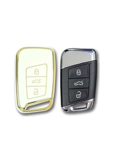 Volkswagen Passat B8,skoda Oktavia Vb.nano Yüksek Kalite Silikon Kumanda Kılıfı Beyaz