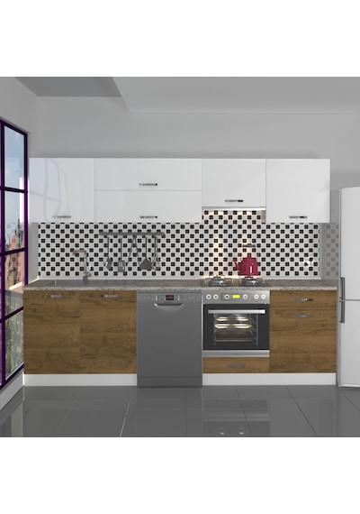 Decoraktiv Elite 280y Ank Mdf Hazır Mutfak Dolabı - Tezgah Dahil - Naturel Pera Beyaz - Meşe Decoraktiv Elite 280y Ank Mdf Hazır Mutfak Dolabı - Tezgah Dahil - Naturel Pera Beyaz - Meşe