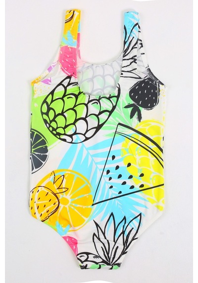Papiş Şık Kız Çocuk Mayo Ananas Meyve Desenli Rahat Hızlı Kuruyan Mayo Deniz Havuz Plaj Mayosu Bikini Karışık