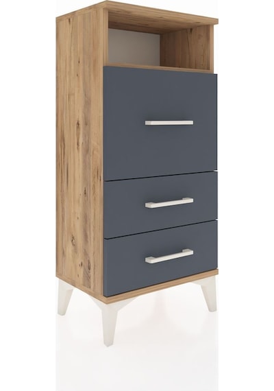 Arges Komodin Tek Raflı 3 Çekmeceli 44x30x96 Çam-antrasit Atlas Çam