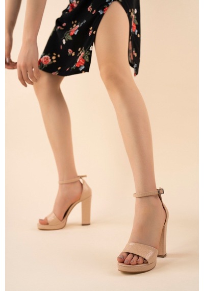 Birikon Platform Topuklu Ayakkabı Nude-3866 Nude