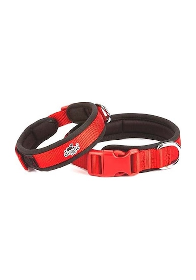Doggie Havalı Dokuma Köpek Boyun Tasması M Kırmızı 1.5x30-40