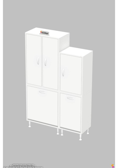 Ohbe 65 + 35cm Genişlik 160cm Boy 32,5cm Derinlik Kirli Sepetli 3 Kapaklı Çok Amaçlı Banyo Dolabı 65 + 35cm