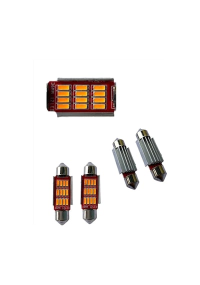 39mm Sofit Led Ampul Turuncu 12 Led, Plaka Bagaj Tavan Aydınlatma 2 Adet