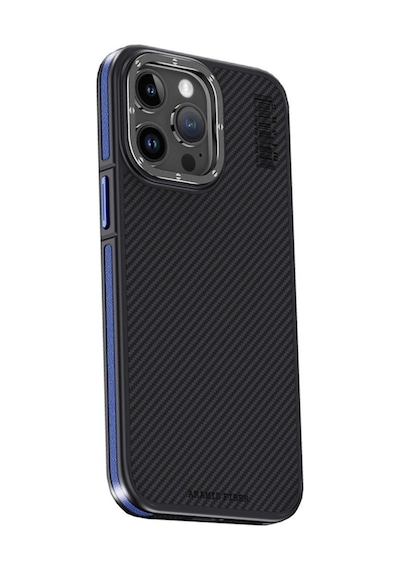 Joko Apple iPhone Uyumlu 15 Pro Kılıf Aramid 600d Kevlar Karbon Fiber Magsafe Kapak - Lacivert İtdark11738