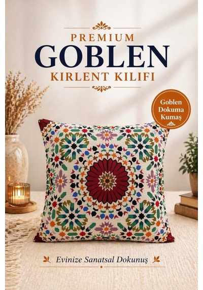 Goblen Mozaık Dokuma Kırlent Kılıf Çok Renkli
