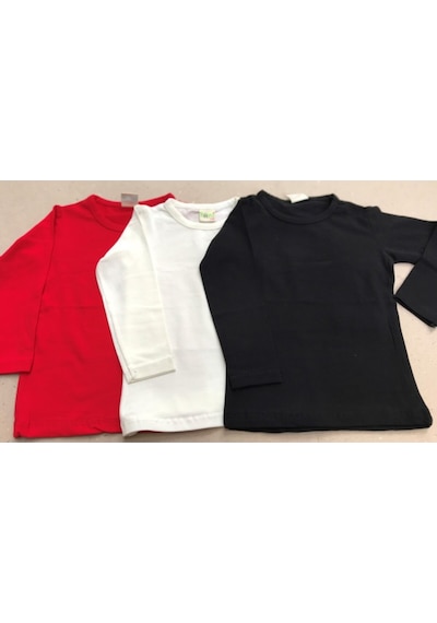Unisex Çocuk Krem Kırmızı Siyah Likralı Basic Uzun Kollu Tişort 3 Lü Paket Krem-kırmızı-siyah Unisex Çocuk Krem Kırmızı Siyah Likralı Basic Uzun Kollu Tişort 3 Lü Paket Krem-kırmızı-siyah