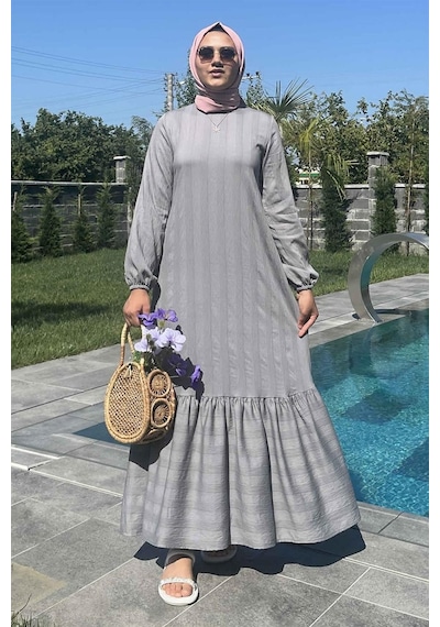 Rabia Şamlı Seda Gri Elbise Gri