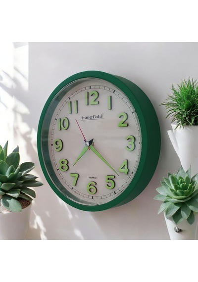 Fosforlu Kabartma Rakam Küçük Çocuk Odası Yeşil Duvar Saati Çap 22 Cm Yeşil