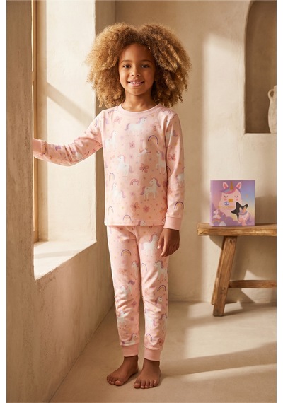 Katia&bony Kız Çocuk Unicorn Desenli Kutulu Pijama Takımı Pembe
