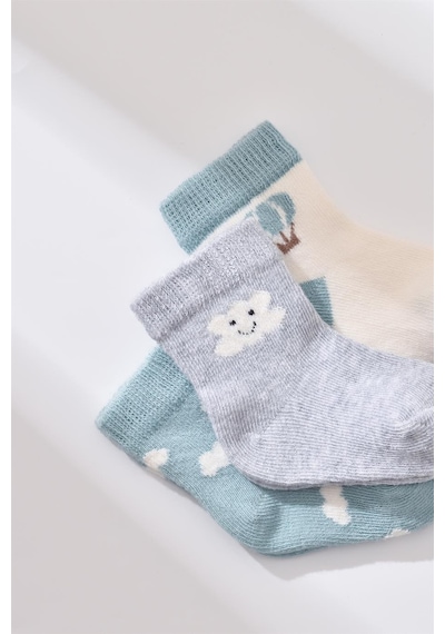 Step Bibaby Biorganic Cloudy 3'lü Çorap 68450 Nil 001
