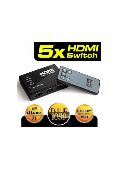 Dark Full Hd 5 Giriş 1 Çıkışlı Uzaktan Kumandalı Hdmı Switch Seç