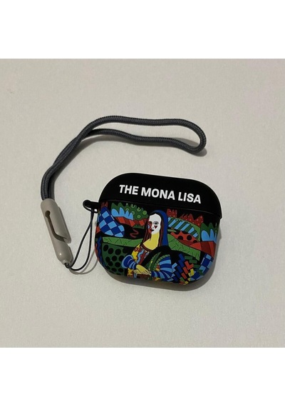 Apple Uyumlu iPhone 3. Nesil  Koruyucu Bluetooth Kulaklık Kılıfı Monalisa Desenli Fosforlu Figürlü Monalisa Airpods 3. Nesil