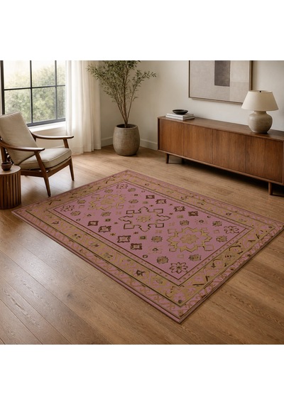 Kartela Halı Rustik Halı Jüt Taban Dokuma Halı Gül Kurusu - 100 X 150 Cm