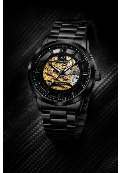 Kronen&söhne Mechanon Siyah Çelik Gold Skeleton Otomatik Mekanik Erkek Kol Saati Altın - Siyah
