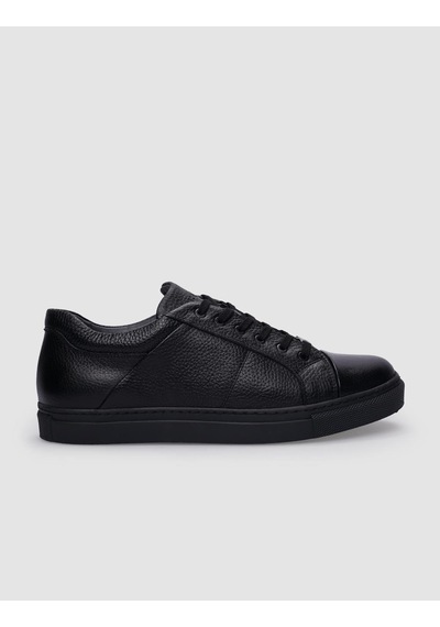 Cabani %100 Hakiki Deri Siyah Bağcıklı Erkek Sneaker Siyah