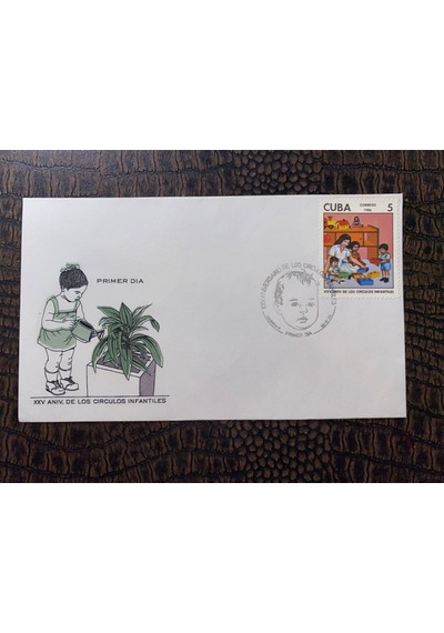 1986 Cuba Fdc Xxv. Aniv. De Los Circulos İnfatiles Cuba Küba İlk Gün Zarfı Çocuk Çemberi 25. Yıl  Teşhir Ürün