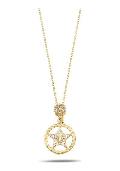 Debora Jewelry 14 Ayar Altın Yıldız Halka Detay Kolye