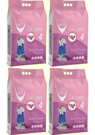 Van Cat Baby Powder Kokulu İnce Taneli Kedi Kumu 4 x 10 KG
