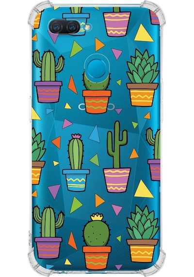 Prinrify Oppo A5s Uyumlu Water Color 4 Baskılı Şeffaf Köşe Korumalı Antişok Kılıf