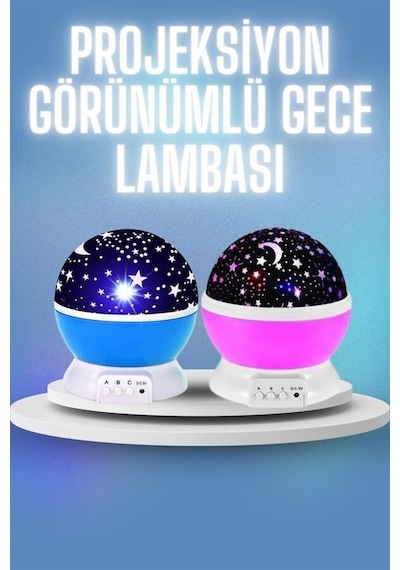 Renkli Yıldızlı Gökyüzü Projeksiyon Gece Lambası Pilli Ve Usb Kablolu Beyaz 16850143