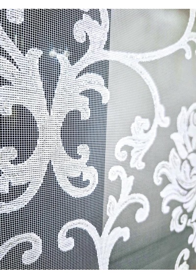 Bbb Simli Damask Desenli Çift Mekanizmalı Tül Stor Perde Ekru Mt1018s Ekru