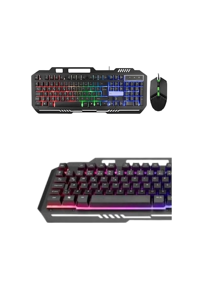 Işıklı Oyuncu Q Klavye Mouse Seti Siyah Gaming Oyuncu Klavye Yeni Nesil Mh-hs9401-5439