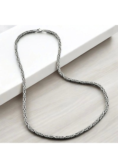 İpek Silver 925 Ayar Gümüş Kare Kral Zincir 3 Mm