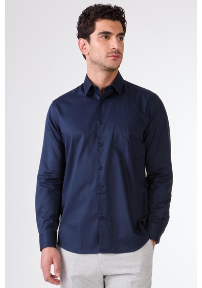 Dufy Lacivert Erkek Slim Fit Klasik Yaka Uzun Kol Gömlek - 108000 Lacivert
