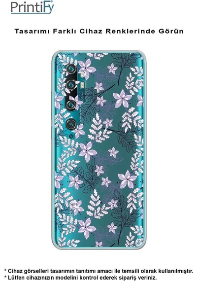 Galaxy A16 Uyumlu Kamera Korumalı Floral Lila Tasarımlı Şeffaf Silikon Kılıf