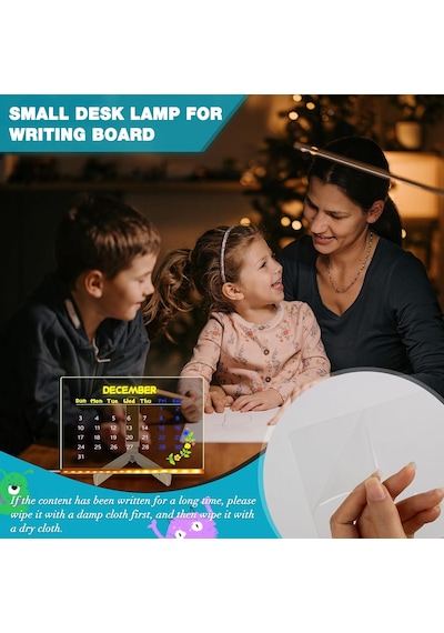 Abatech Renkli Led Not Tahtası, Mesaj Panosu, Akrilik Aydınlatmalı, Silinebilir Beyaz Tahta, Gece Lambalı Şeffaf, 7 Neon Kalem 30 X 20
