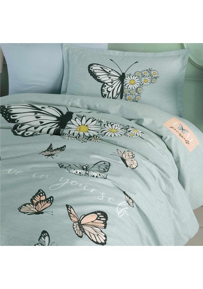Clasy Ranforce Nevresim Takımı Tek Kişilik Daisy Love V1 Mint