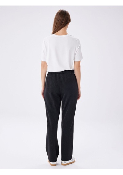 Faik Sönmez Relax Kendinden Simli Straight Fit Örme Pantolon W27pnt036 Uw27pnt03610 Siyah