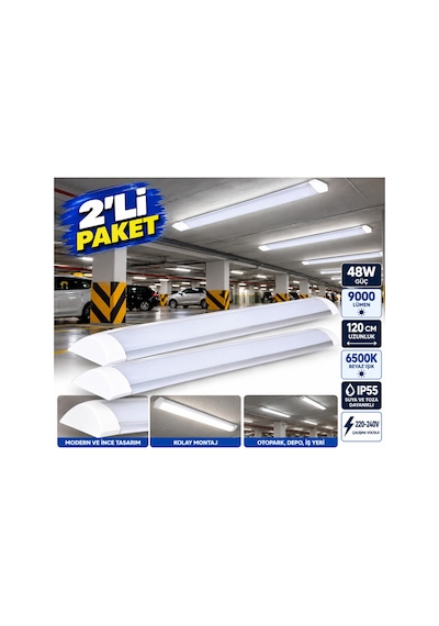 2'li Paket 48w Led Bant Armatür 120 Cm 6500k Beyaz Işık 5800 Lümen Ip55 Yatay Tavan Aydınlatma 1 2'li Paket 48w Led Bant Armatür 120 Cm 6500k Beyaz Işık 5800 Lümen Ip55 Yatay Tavan Aydınlatm - 939336041 Diğer 2'li Paket 48w Led Bant Armatür 120 Cm 6500k Beyaz Işık 5800 Lümen Ip55 Yatay Tavan Aydınlatma 1 2'li Paket 48w Led Bant Armatür 120 Cm 6500k Beyaz Işık 5800 Lümen Ip55 Yatay Tavan Aydınlatm - 939336041 Diğer